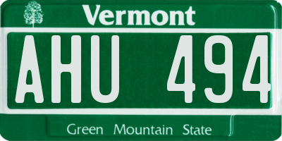 VT license plate AHU494
