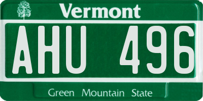 VT license plate AHU496