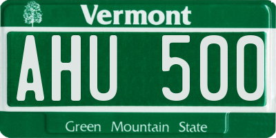 VT license plate AHU500