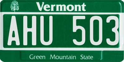 VT license plate AHU503