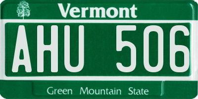 VT license plate AHU506