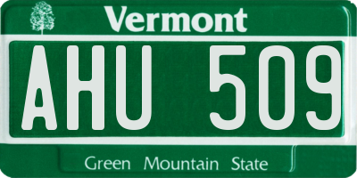 VT license plate AHU509