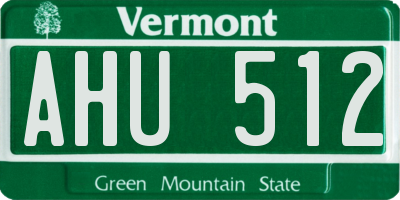 VT license plate AHU512