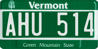 VT license plate AHU514