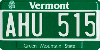 VT license plate AHU515