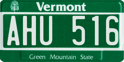 VT license plate AHU516