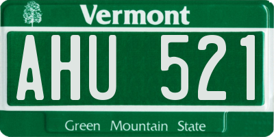 VT license plate AHU521