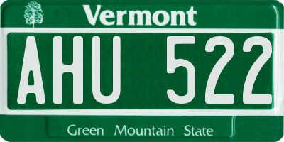 VT license plate AHU522