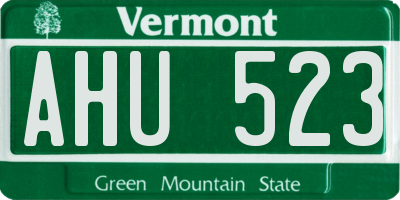 VT license plate AHU523