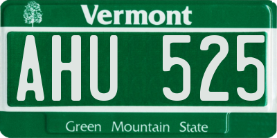 VT license plate AHU525