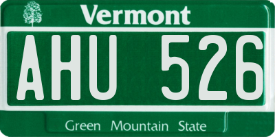 VT license plate AHU526