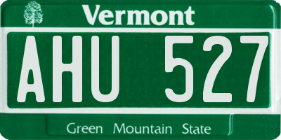 VT license plate AHU527