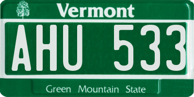 VT license plate AHU533