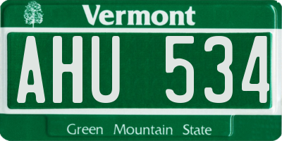 VT license plate AHU534