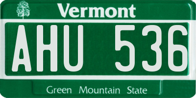 VT license plate AHU536