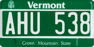 VT license plate AHU538