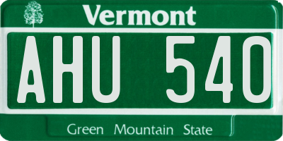 VT license plate AHU540