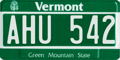 VT license plate AHU542