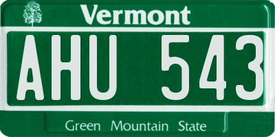 VT license plate AHU543