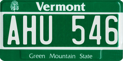 VT license plate AHU546