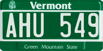 VT license plate AHU549
