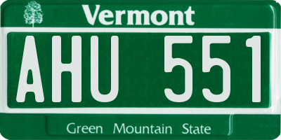 VT license plate AHU551