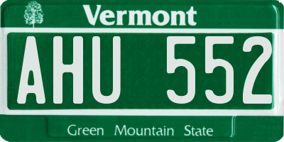 VT license plate AHU552