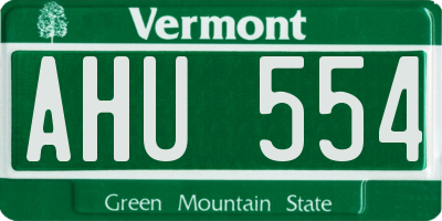 VT license plate AHU554