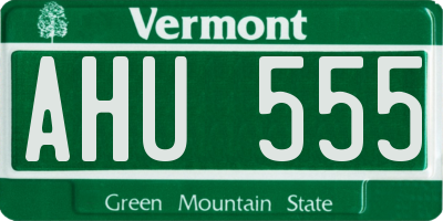 VT license plate AHU555