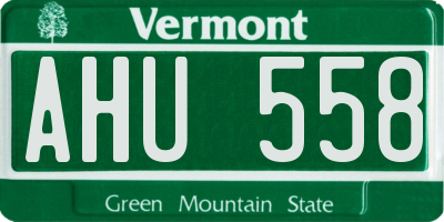 VT license plate AHU558