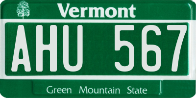 VT license plate AHU567
