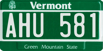 VT license plate AHU581