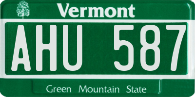 VT license plate AHU587
