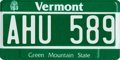 VT license plate AHU589