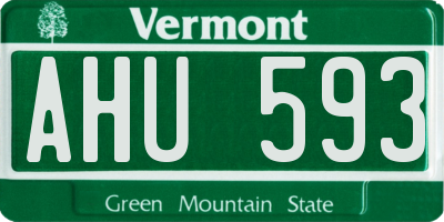 VT license plate AHU593