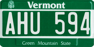 VT license plate AHU594