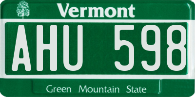 VT license plate AHU598