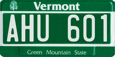 VT license plate AHU601