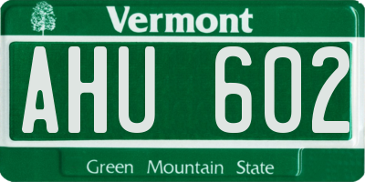 VT license plate AHU602