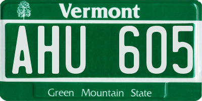 VT license plate AHU605