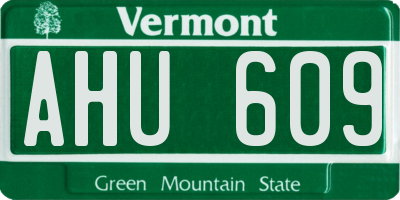VT license plate AHU609