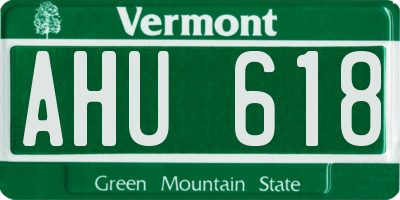 VT license plate AHU618
