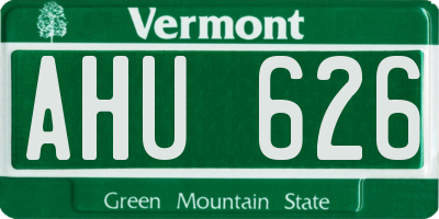 VT license plate AHU626