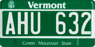 VT license plate AHU632