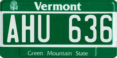 VT license plate AHU636