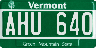 VT license plate AHU640