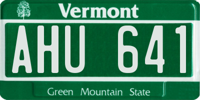 VT license plate AHU641