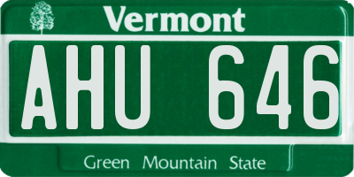 VT license plate AHU646