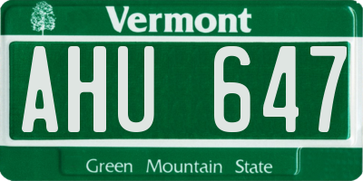 VT license plate AHU647