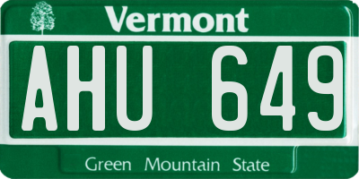 VT license plate AHU649